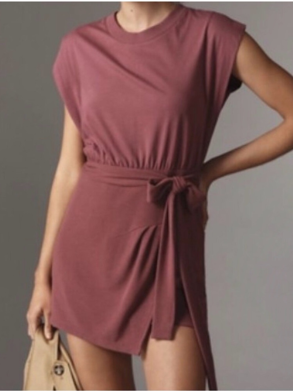 Daily Practice by Anthropologie Plum Prune Tie Waist Mini Dress Extra Large NWT